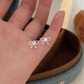 wholesale S925 Sterling Silver Korean Style Bow Earrings for Women, Light Luxury Ins Small Fresh Design Earrings-0-2