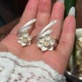 wholesale S925 Sterling Silver New Chinese Style Narcissus Flower Ring for Women, Light Luxury High-End Sense Chinese Style Floral Ring, Tail Ring with High Aesthetics-0-5