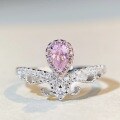wholesale 925 Sterling Silver Pink Diamond Ring for Women, Cute Ins Style Minimalist Pink Heart Bestseller Ice-Cut Zircon Ring-0-18