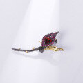 wholesale S925 Silver Designer Natural Gemstone Floral Brooch Banquet Dress Pin High-End Cross-Border Design-0-1