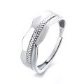 wholesale S925 Sterling Silver Retro Irregular Wave Edge Geometric Ring Trendy Fashion Punk Style Niche Index Finger Ring-0-4