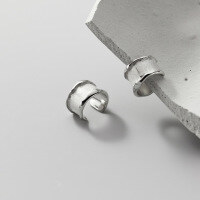wholesale S925 silver wide minimalist brushed ear cuff for cartilage, no piercing required, irregular summer earrings M00276-Silver>925 silver