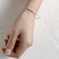 wholesale S925 Sterling Silver ST935 Korean Style Silver Jewelry Sweet 2mm Simple Beaded Round Tube Elastic Bracelet Handmade-0-2