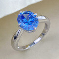 wholesale S925 Royal Blue Simulated 8*10 Oval Ring for Women, Minimalist Engagement Ring for Live Streaming-0-2