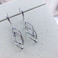 wholesale S925 Sterling Silver Double Twist Wave Minimalist Ear Hooks, Fashionable European American Korean Style Niche Design Long Twisted Floral Silver Earrings-Double twist wave ear hooks 925 silver