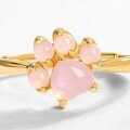 wholesale Creative Sweet and Cute Natural Rose Quartz Ring S925 Plated with 10K Gold Elegant Cat Paw Ring Manufacturer Wholesale Customization-0-1