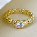 wholesale 925 Silver Plated with 18K Gold, 5mm High-Carbon Diamond, Ins-Style Beaded Stack Ring, Fashion Jewelry-0-1