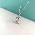 wholesale S925 Sterling Silver Mermaid Tail Design Moissanite Pendant Necklace, Niche Luxury, Factory Direct, Drop Shipping-0-2