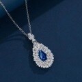 wholesale 925 Silver 2ct Teardrop 6*10 Lab-Grown Ruby Sapphire Emerald Pendant Necklace-0-2