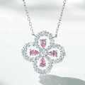 925 Silver Four-Leaf Clover Necklace Women's Red Gangyu Full Diamond High-End Craftsmanship Clavicle Chain-0-6