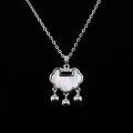22K Gold and S925 Sterling Silver Pendant Necklace, Minimalist Longevity Lock Lariat Collarbone Chain-0-5