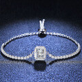 Sterling Silver Moissanite Rectangle Zuma Green Box Chain Women's Minimalist-0-3