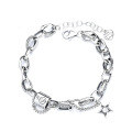 wholesale S925 Sterling Silver Retro Distressed Thick Link Hip Hop Street Style Hot Selling Beaded Chain Star Bracelet-0-4