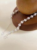 wholesale 999 Silver Handcrafted Cat's Eye Beaded Bracelet for Women, Sparkling Silver Fashion Exquisite Niche Minimalist Birthday Gift-0-5