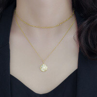 wholesale S925 silver cold-toned double-layer chain irregular geometric versatile high-end summer layered collarbone necklace for women-Gold>925 silver