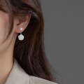 wholesale S925 silver minimalist light bead synthetic pearl camellia floral elegant earrings for women M01765-0-3