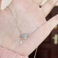wholesale S925 Sterling Silver Same Style Love Tassel Bow Pendant Necklace, Fashionable and Luxurious Collarbone Chain for Girlfriend or Bestie-0-1