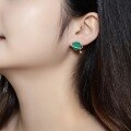wholesale S925 Sterling Silver New Korean Style Geometric Planet Malachite Earrings Women's Fashion Trendy Jewelry Wholesale-0-1