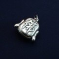 wholesale 990 Sterling Silver Retro Maitreya Buddha Laughing Buddha Head Pendant, Pure Silver Handmade DIY Keychain Car Accessory Ornament-0-2