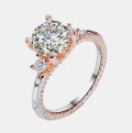 wholesale S925 Sterling Silver & Rose Gold 2ct Moissanite Ring for Women, High-End Silver Jewelry, Mosanit Accessories-0-4