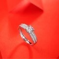 925 Sterling Silver Double Row Micro Pave Four Prong Moissanite Ring-0-2