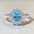 wholesale S925 Sterling Silver Ring for Women, TikTok Live Popular, Ins Style Minimalist Non-Tarnish Diamond Ring with Aquamarine Zircon-0-4