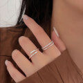 wholesale S925 Sterling Silver Double-Layer Open Adjustable Ring for Women, New Ins Trendy Index Finger Ring, Small Niche Luxury Band-0-1