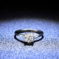 Sterling Silver D Color Moissanite Ring, 1 Carat Classic Twisted Shank Four-Prong Wedding Band-0-0