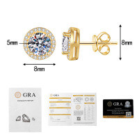 925 Sterling Silver 1.2.3 Carat Moissanite Classic Round Prong-Set Earrings-50 points + 50 points Moissanite  925 Silver