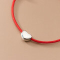 wholesale S925 Sterling Silver Red String Heart Bracelet with Chinese Style Design, Fresh and Delicate Heart-shaped Hand Accessory for Women S5878-0-3