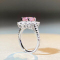 wholesale S925 Sterling Silver Ins Style Pink Diamond HW Ring for Women, Flower Sunflower Square Box Ring, Heart Ring, Does Not Fade-0-2
