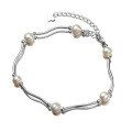 wholesale S925 Silver Pearl Curved Tube Bracelet Wave Small and Exquisite Luxury for Best Friend Women's Jewelry S6416-0-4