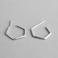 wholesale S925 Sterling Silver ET073 Hexagonal Minimalist Geometric CHIC Style Stud Earrings for Women-0-0