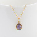 wholesale S925 Silver Plated 14K Gold Amethyst Labradorite Double-sided Necklace, Japanese Minimalist Fresh and Gentle Style-0-1