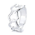 wholesale S925 Sterling Silver Cross-border Ins Minimalist Geometric Matching Open-ended Interlocking Hearts Ring-0-4