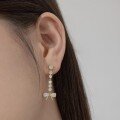 wholesale S925 Sterling Silver Korean and Japanese Light Luxury Earrings for Women, Tassel, Minimalist Chain, Bow Pendant, High-End Silver Earrings-0-3