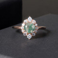 wholesale S925 Sterling Silver Gold-Plated Ins Style Fresh and Minimalist Gemstone Ring with Natural Moss Agate, High-End Feel-0-4