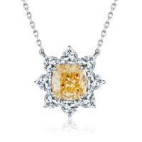 wholesale 925 Sterling Silver Women's Necklace HW Same Style Sunflower Pendant Luxurious Full-Set High Carbon Diamond Ice-Cut Zircon Necklace-Yellow-XL053 925 silver