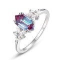 wholesale S925 Sterling Silver Cross-Border New Simple Geometric Lab-Grown Alexandrite Fashion Trend Ring Live Streaming Supply-0-4