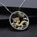 wholesale 925 Silver Chinese Zodiac Dragon Pendant with Natural Gemstone, Necklace-0-3