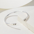 wholesale 999 Silver Peace and Joy Bracelet for Women, Small Niche Design, New Chinese Style, Bright Surface, Open-Ended Silver Bangle Wholesale-0-3