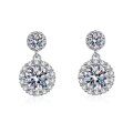wholesale S925 Sterling Silver Cross-Border Hot-Selling Full Diamond Earrings Moissanite Stud Earrings Versatile High-End Round Halo Ear Drops Gift for Girlfriend-0-4