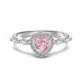 wholesale 925 Sterling Silver Cross-Border New Pink 8A Ice-Cut Heart High-Carbon Diamond Engagement Ring for Women, Small and Niche Luxury-0-4