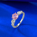 wholesale Rose gold one-carat rose halo padparadscha pink light luxury high-end rose-cut ring elegant wedding ring-0-2