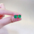 wholesale S925 silver new 8mm simulated green chalcedony stud earrings, retro classic earrings, fashionable European and American style-0-2