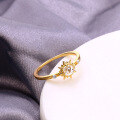 wholesale 925 Sterling Silver, Japanese Same Style Shining Ring, Light Luxury Vintage Natural White Crystal Ring for Women, Small Sun Ring-0-0