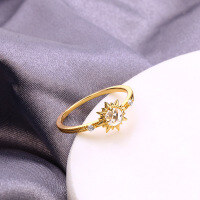 wholesale 925 Sterling Silver, Japanese Same Style Shining Ring, Light Luxury Vintage Natural White Crystal Ring for Women, Small Sun Ring-Small Sun White Crystal Ring Hong Kong No. 17