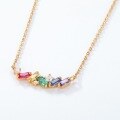 wholesale 925 Silver Plated with Gold Geometric Cube Multicolor Zircon Light Luxury Rainbow Candy Necklace for Women Wholesale-0-3