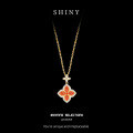 S925 Sterling Silver 22K Gold Plated Braided Four-Leaf Clover Pendant-0-4
