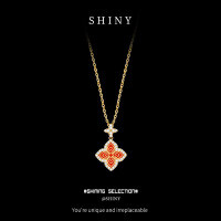 S925 Sterling Silver 22K Gold Plated Braided Four-Leaf Clover Pendant-S925 sterling silver, 22K gold, and moissanite.
